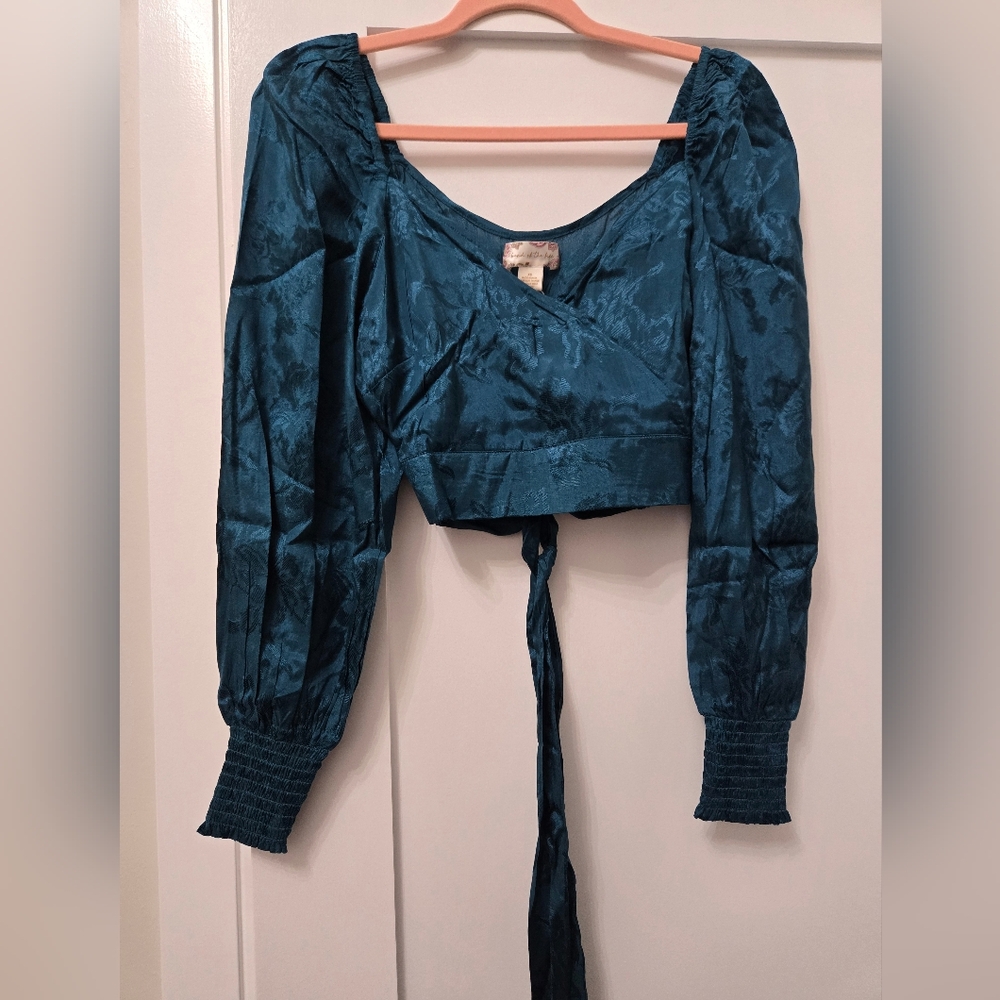 Teal Long Sleeve Crop Top
